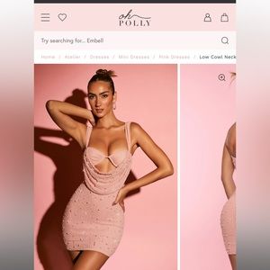 Oh Polly Mini Dress - Pink Embellished